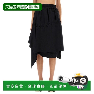 自营y-3Asymmetrical Skirt With Flowing Design - black 美国奥