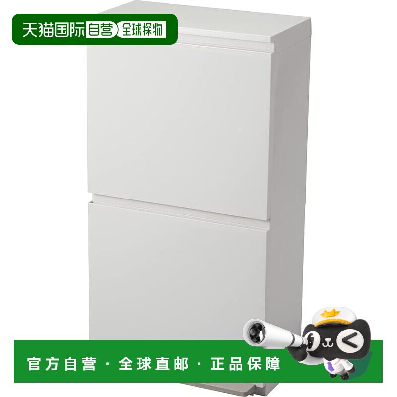 【日本直邮】Asvel 带盖垃圾桶 双层宽踏板 防臭防漏 40L 白色 卫图片