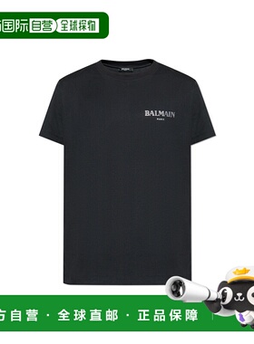 香港直邮BALMAIN 男士T恤 FH1EF000GD84EAC AW2025 黑色 Logo T-s