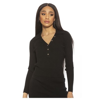 alexia admor【美国奥莱】直发 Ribbed Polo Top burgundy