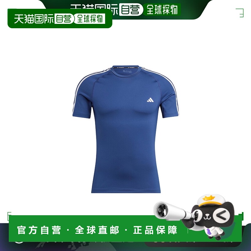 日本直邮adidas Techfit 3-stripes Training Tee 三条纹拼色速干
