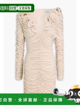 1h可退 香港直邮magda butrym 女士 花朵装饰褶皱弹性针织迷你连