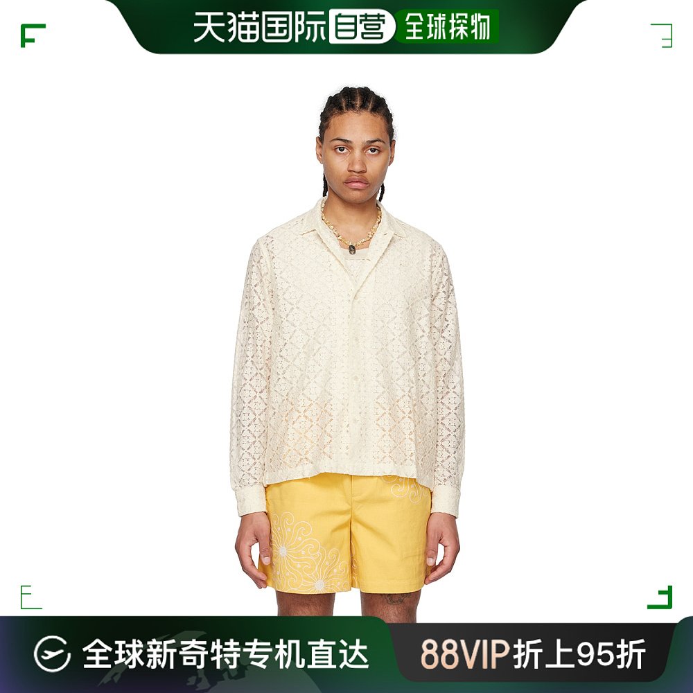 香港直邮潮奢 Bode男士灰白色 Tile衬衫 MRS23SH098