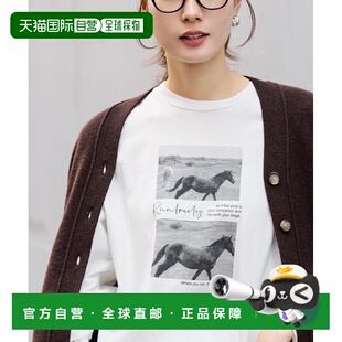 1h可退 日本直邮FRAMeWORK 女装 马图案全棉宽松长款T恤 半袖 260