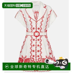 刺绣亚麻迷你连衣裙 1h可退 香港直邮ZIMMERMANN 女士 Lucky