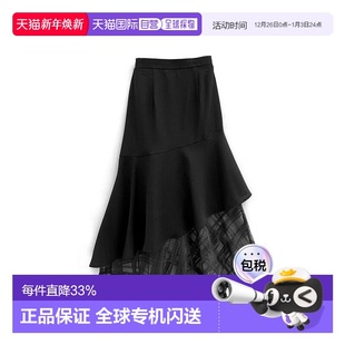 ask75裙子通勤 透视格纹不对称裙 日本直邮日潮 GRL