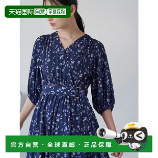 荷叶边设计 1h可退 花纹亮片雪纺连衣裙 女装 6525 日本直邮TONAL