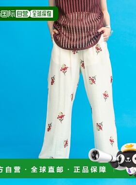 1h可退 日本直邮KBF 女士刺绣宽松长裤 KB4524F430休闲裤阔腿裤