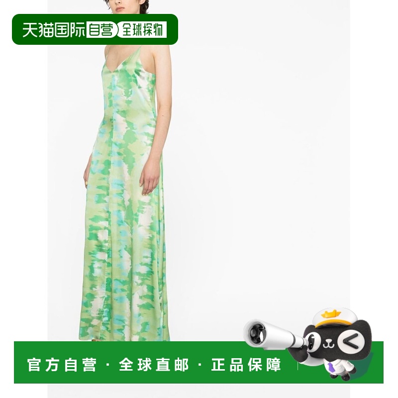 香港直邮GANNI 女士半身裙 F7927796 AW2023 绿色 徽标连衣裙