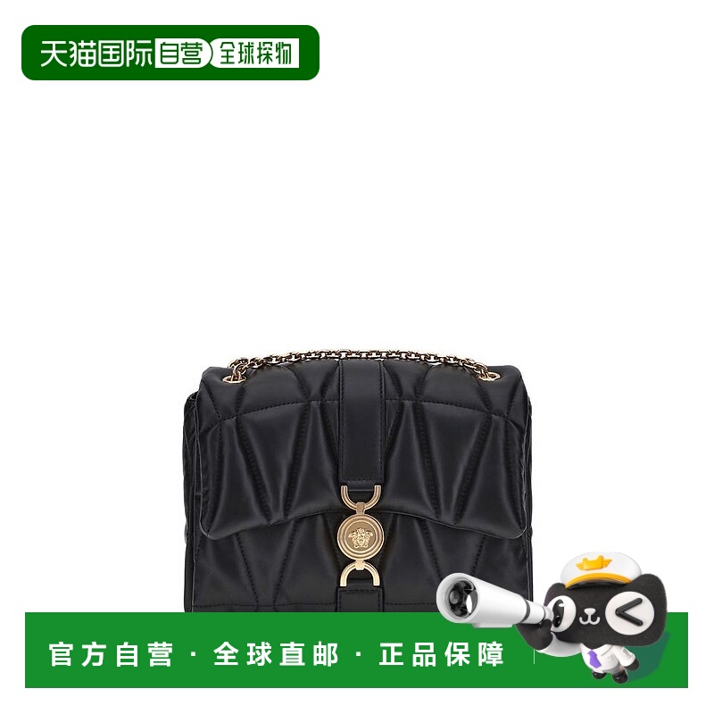 自营versaceBlack Calf Leather Bos Taurus Shoulder Bag - blac