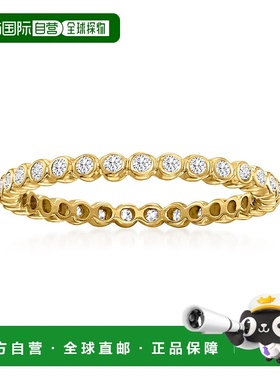 自营 Ross-Simons 14 克拉黄金包边镶钻石永恒戒指 - 白色 美国奥