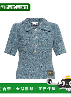 香港直邮GANNI 女士针织衫 K24492712556 SS2025 蓝色 Sweater wi