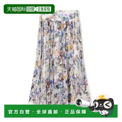 1h可退 日本直邮DES PRES 女装 真丝全幅褶皱 长裙 花卉印花设计