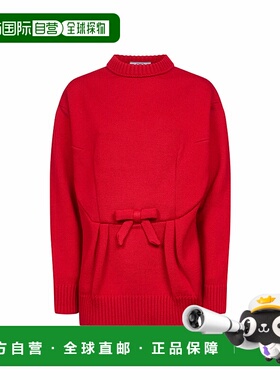 1h可退 香港直邮Prada 普拉达 女士 红色羊毛蝴蝶结毛衣 P24V2POO