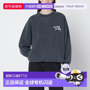 1h可退 香港直邮ANINE BING 女士 黑色水洗宽松款带Logo运动衫 A0