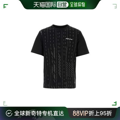香港直邮潮奢 Fendi 芬迪 男士 黑色棉质T恤 FY0936AR6Z