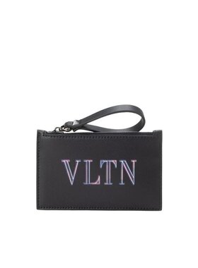 Valentino 黑色logo印花拉链卡包 XY2P0540CWK