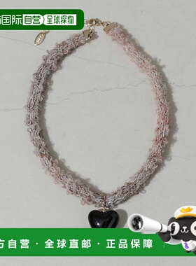 1h可退 日本直邮SMELLY 女士秋冬新款针织绳黑色心形吊坠锁骨项链