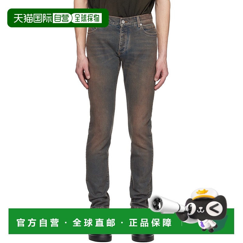 香港直邮潮奢 Balmain 巴尔曼 男士 蓝色 Slim-Fit 牛仔裤 AH1MG0