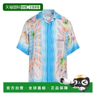 1h可退 香港直邮Casablanca 男士 花纹衬衫 blue蓝色 舒适时尚