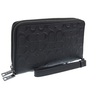 日本直邮蔻驰包男士第二包收纳袋出口皮革黑色 67637QBBK COACH