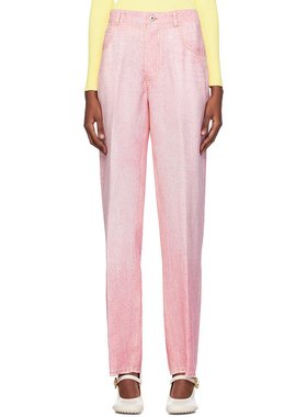 bottegaveneta葆蝶家女士粉色白色印花长裤