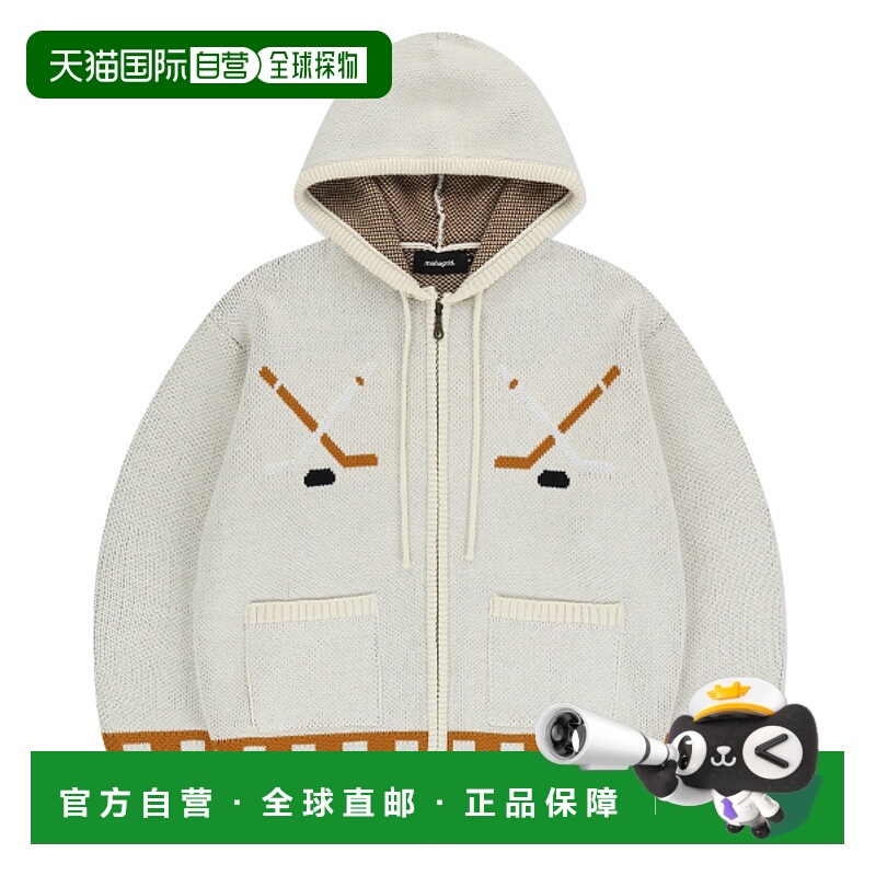 韩国直邮MAHAGRID 男士连帽衫MG2EFMK693AIV HOCKEY KNIT ZIP-UP