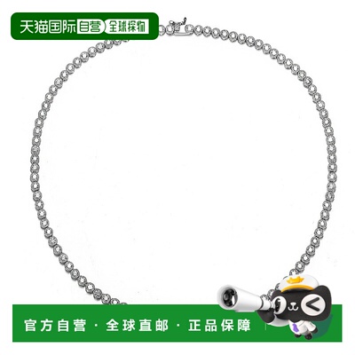 自营 GENEVIVE 925 纯银立方氧化锆锯状滚边包边网球项链 - 银白