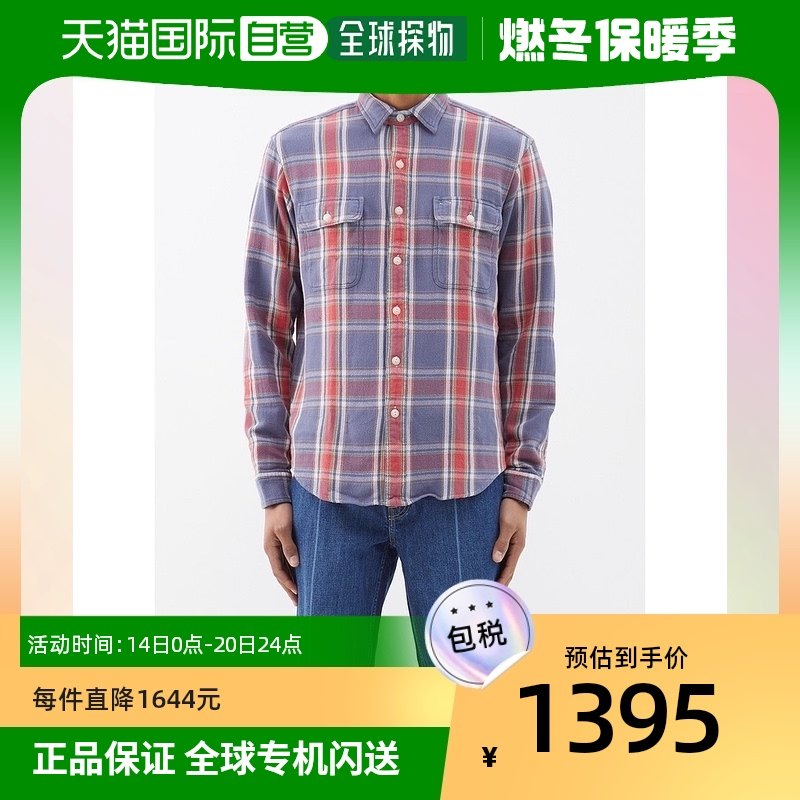 香港直邮潮奢 Polo Ralph Lauren 男士经典款格纹棉质法兰绒衬衫