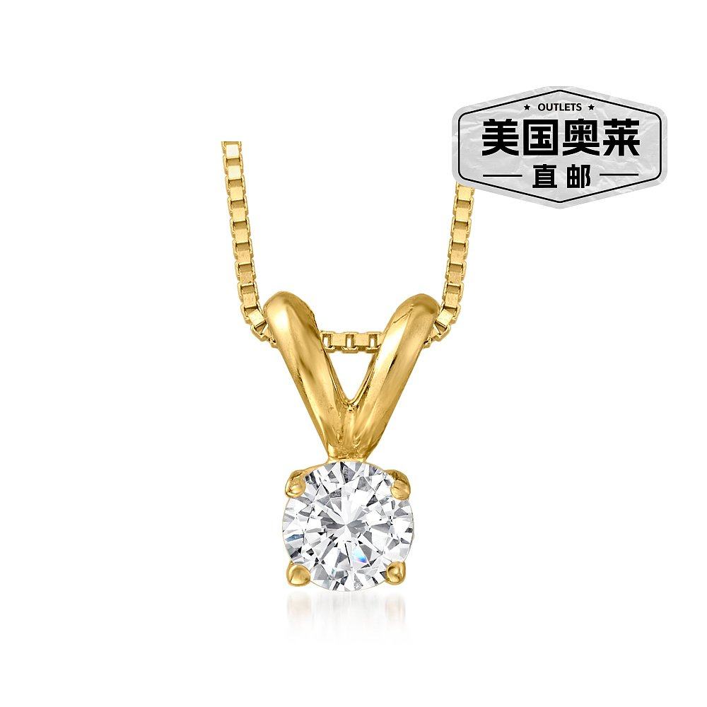 自营 Ross-Simons 14 克拉黄金单颗钻石吊坠项链 - 18 英寸 美国