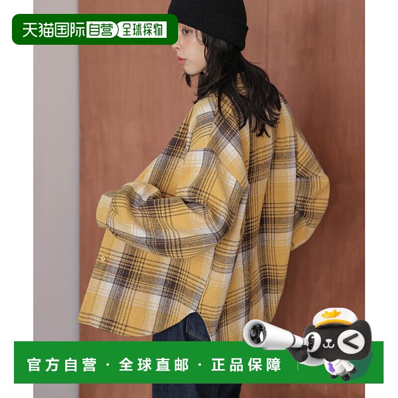 1h可退 日本直邮La-gemme 女装 加绒格子衬衫 宽松圆摆设计 lstpa