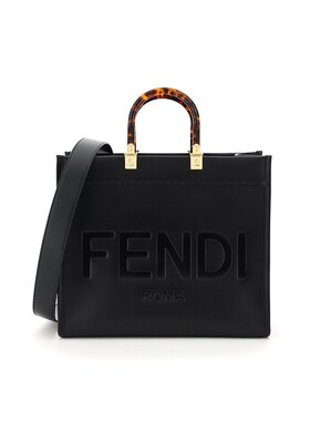 FENDI 女士手提包 8BH386ABVLF0KUR 黑色 中号 Sunshine 购物袋