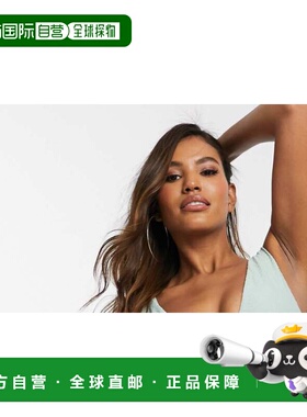 1h可退 香港直邮潮奢 ASOS 女士 front 设计织物扣子粉蜡笔绿色比