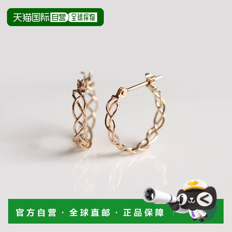 1h可退 日本直邮cui-cui 女装 K10YG黄金 编织线条 半圆形耳环 77