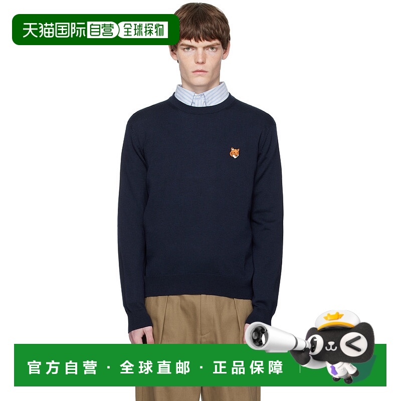 1h可退 香港直邮MAISON KITSUNE 男士 海军蓝 Bold Fox Head Patc