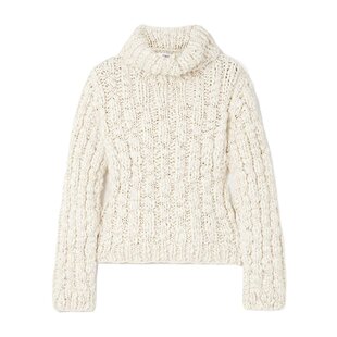 白色 CHLOÉ AW2024 CH24WMP37650109 罗纹高领毛衣 女士针织毛衣