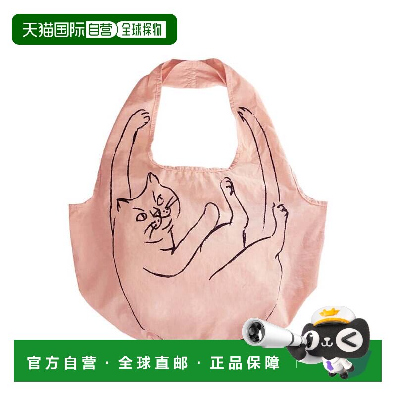 日本直邮ROOTOTE 托特包 环保袋 购物袋 单肩包 猫图案 03 石榴红图片