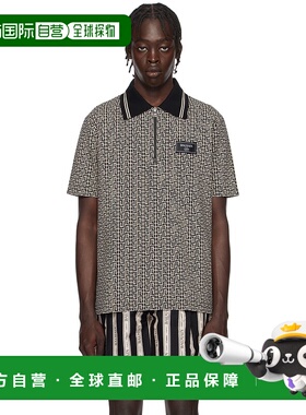 香港直邮Balmain 巴尔曼 男士 黑色 & 白色 PB Labryinth Polo 衫