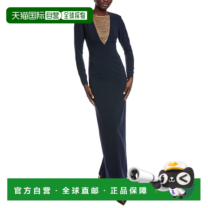 自营Carla Ruiz Chain Bib Maxi Dress - blue 美国奥莱直发