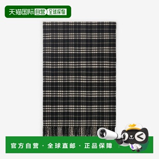 自营欧洲直邮Burberry博柏利 女士黑色/平布白羊毛格纹毛毯羊绒