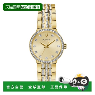 自营Bulova Women's Crystal Gold Dial Watch - gold 美国奥莱直