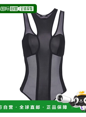 香港直邮Balmain 镂空薄纱性感吊带连体衣 AF0BA185MC18套装