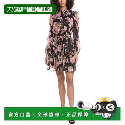 自营Anne Klein Printed Shirtdress - black 美国奥莱直发连衣裙