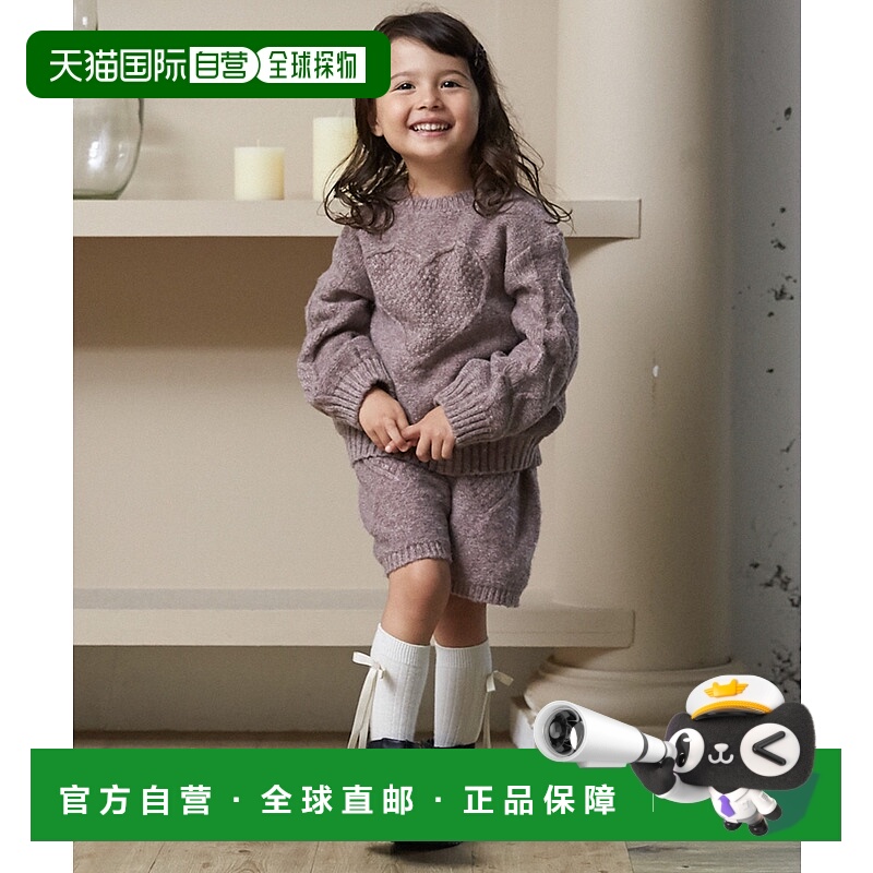 1h可退 日本直邮petit main 儿童宽松心形绞花针织短裤 半拉链设