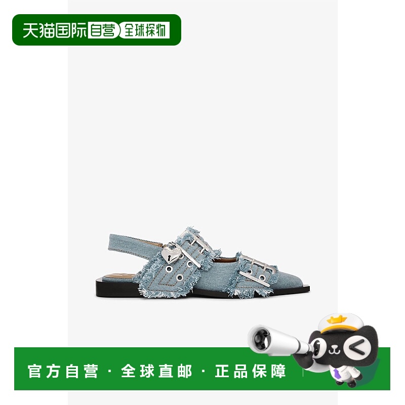 自营ganniWomen's Feminine Buckle Ballerina Charms Flat Sanda