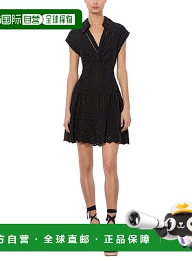 自营alice + olivia Mila Linen-Blend Dress - black 美国奥莱直