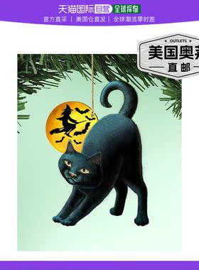 Designocracy 幽灵万圣节猫木饰品 2 件套劳拉 西利宠物装饰 - 多