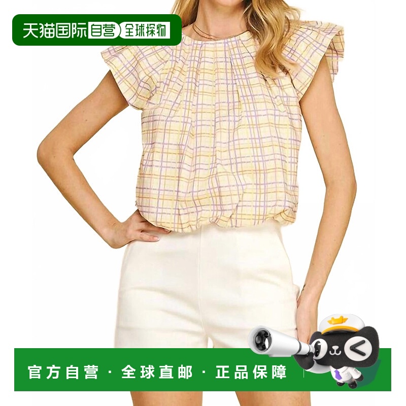 自营pinchCheck Print Blouse In Yellow - yellow 美国奥莱直发