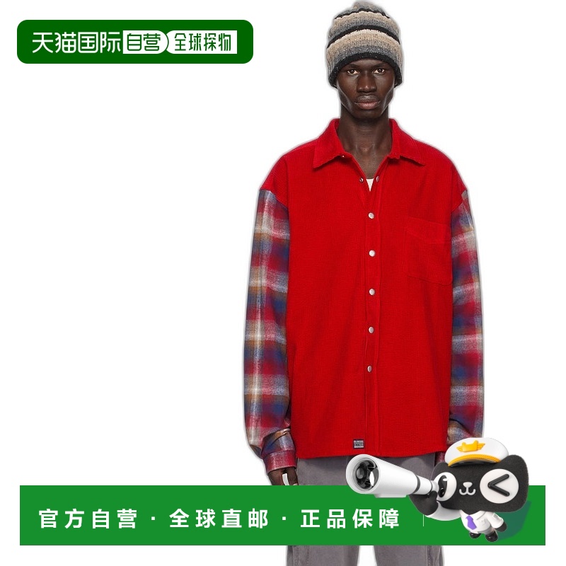 1h可退 香港直邮潮奢 ERL 男士 红色 Plaid Sleeve 夹克 ERL09B00