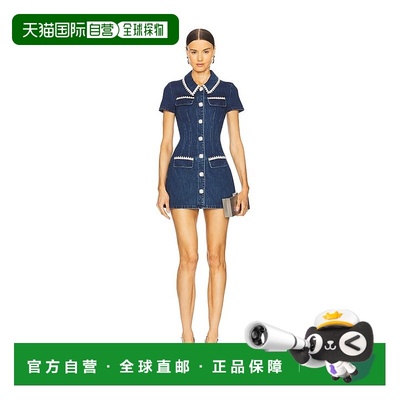 1h可退 香港直邮Self-Portrait 女士 牛仔带领迷你连衣裙 SS24921